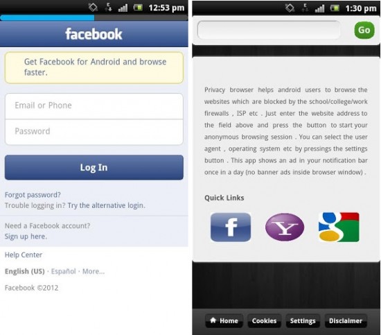 Proxy Browser app screenshot