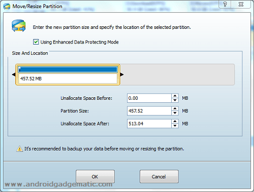 Applying space to 2nd partition