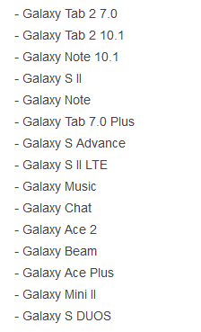 Samsung Announced Official Jelly Bean Receive Device List