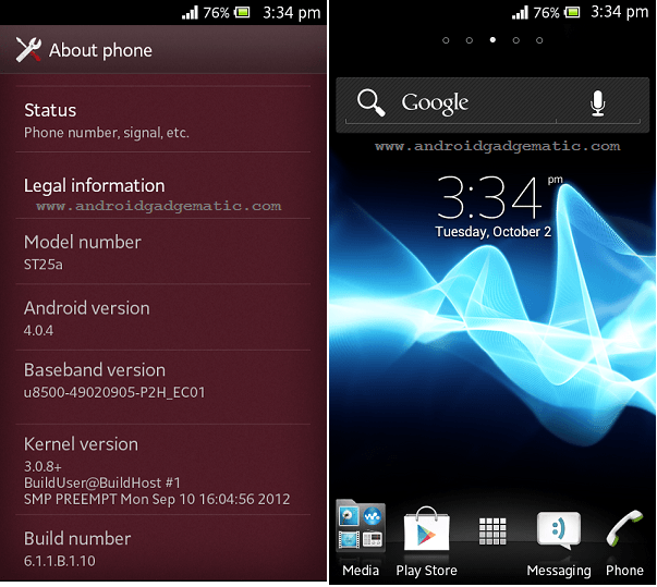 Install Sony Xperia U ST25a Android 4.0.4 ICS Firmware Manually