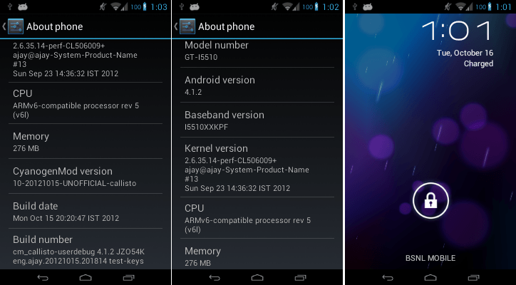 Install Android 4.1.2 Jelly Bean CM10 ROM Samsung Galaxy Callisto GT-I5510