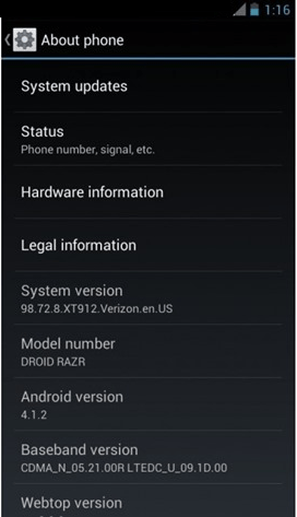 Manually Install Motorola Droid RAZR Official Android 4.1.2 Jelly Bean Firmware Update [ XT912 ]