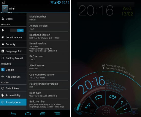 Nexus4 PAC Man ROM screenshot