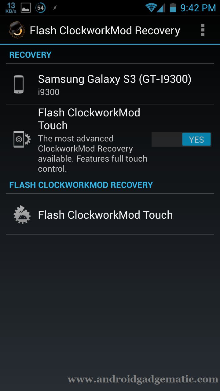 Enable touch CWM on ROM manager